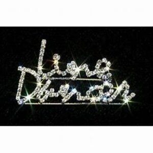 Sparkling "Line Dancer" Rhinestone Script Dance Pin Brooch 1.5" H x 2.5" L NEW